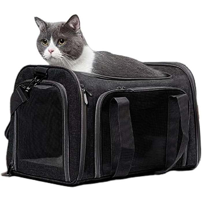 Складана переноска для собак Klein з м'якими боковинами для подорожей | Захисна переноска для собак, переноска для тварин з багатофункціональним ліжком, чорна
