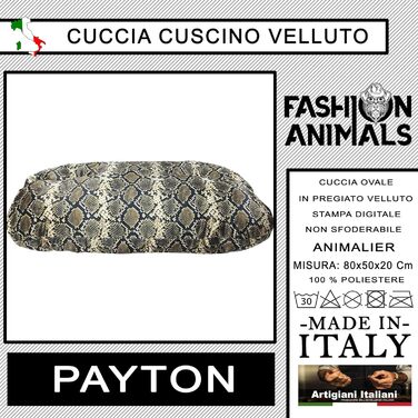 Овальне лежанка для тварин з велюру – М'яке собаче ліжко, не знімається – Пральна тварина в дизайні Animalier – Для собак та котів – Зроблено в Італії (Payton)