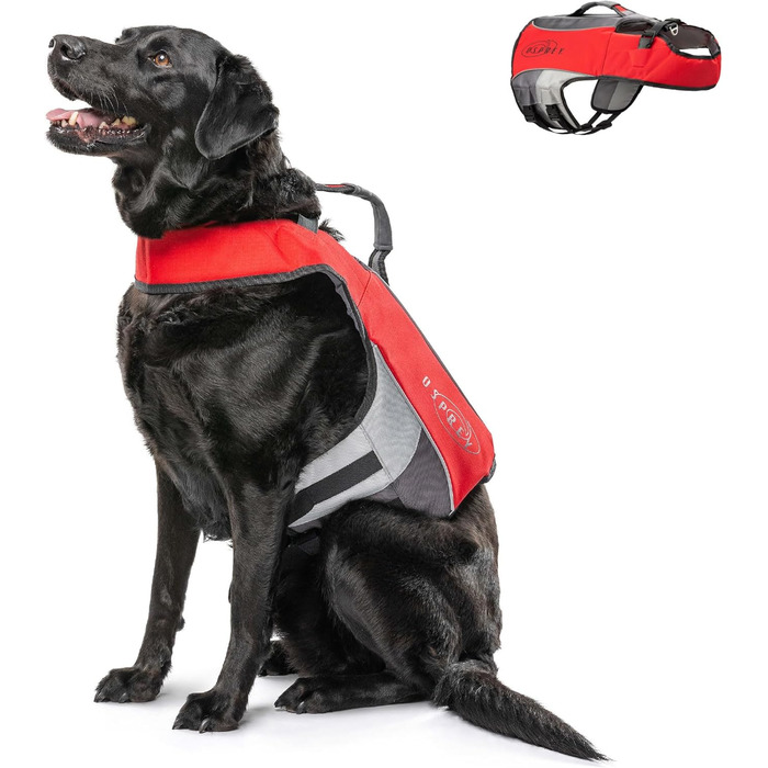 Оптимізована жилет для плавання собак Osprey, регульована, з ручкою, світловідбиваючі смуги, для собак маленьких, середніх та великих порід - жилет для безпечного плавання, для водних активностей (L)