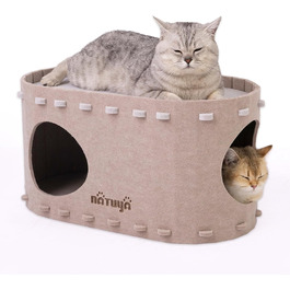 Будиночок для котів NATUYA, фетровий, складний, 58×33×30 см, бежевий, легкий у догляді