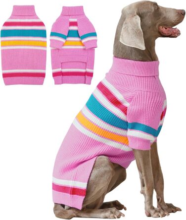 Пуловер для собак великих та екстра-великих порід, рожевий, з високим коміром, для дівчаток та хлопчиків, ідеально підходить для Пітбулів та Бордер Коллі, розмір XXL