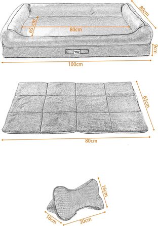 Райкоу - ліжко для собак з знімним подушкою, м'яке та миється - місце для сну, подушка для собак, собаче ліжко, килимок для собак - високоякісне ліжко для тварин для вашого вірного друга. (Блакитний, 100 * 80 * 9 см) 100*80*9 см Блакитний