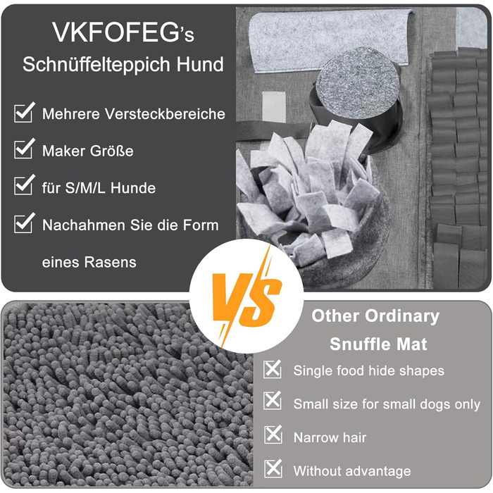 Килимок для собак, 66x42 см [10 VERSTECKE] Інтерактивна іграшка-головоломка, міцний килимок для носа, миється, тренувальний килимок, іграшка для собак будь-якого розміру (сірий)
