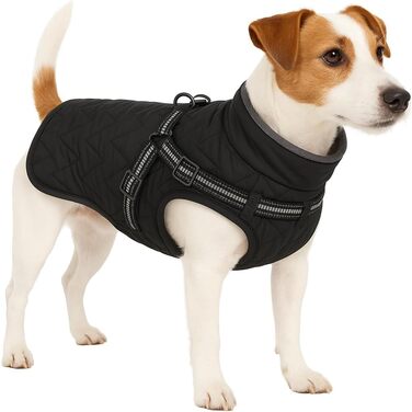 Зимовий одяг для собак - Flamingo Duker Чорний 35см - водонепроникний, світловідбиваючий, з регульованою шлейкою, з флісовою підкладкою