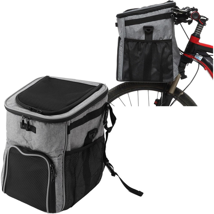 Велосипедний крісло-переноска для тварин RIZGHWOY: водонепроникний та дихаючий, сірий колір, велике завантаження, для кемпінгу та подорожей