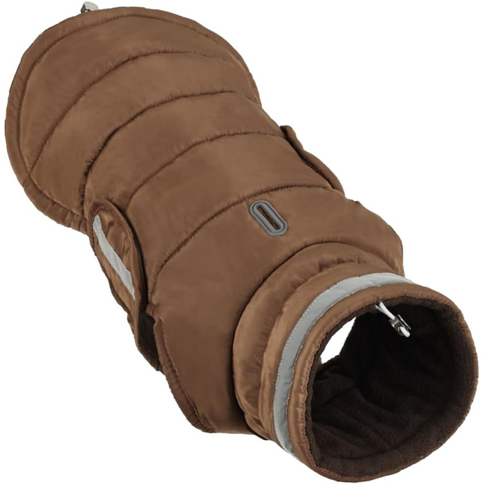 Зимовий теплий водонепроникний теплий зимовий одяг для собак, тепла куртка з флісовою підкладкою, жилет для цуценят з коміром з хутром, світловідбиваючий, на липучці (Колір: Коричневий, Розмір: M)