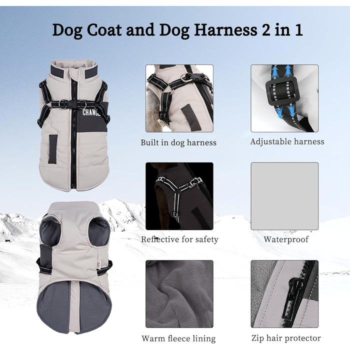 Зимовий одяг для собак: тепла куртка та одяг для цуценят та собак середніх розмірів (XL, сірий)