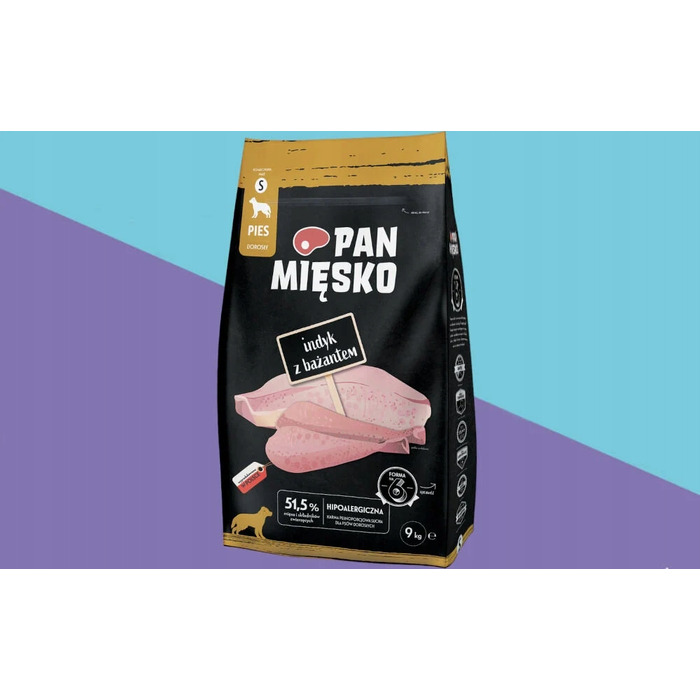 Сухий корм для собак Pan Mięsko з індиком та фазаном, гранули S, 9 кг