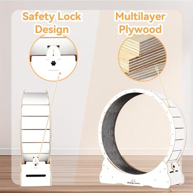 Катання для котів Homegroove, 113 см - біле, XL. Бігове колесо для котів знімним килимком для схуднення та здоров'я