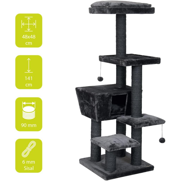 Дряпка для котів Europet Bernina Trend North Dakota, 48x48x141 см, сіра
