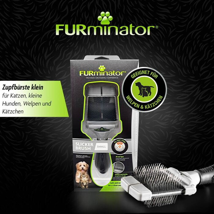 FURminator Zupfbürсте для вичісування шерсті S - для котів, собак, цуценят, м'яка сталь