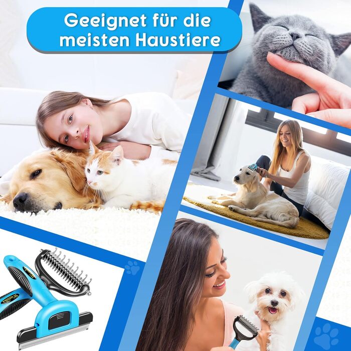 Двостороння щітка для вичісування підшерстка котів та собак | Для середніх та великих порід | З нержавіючої сталі