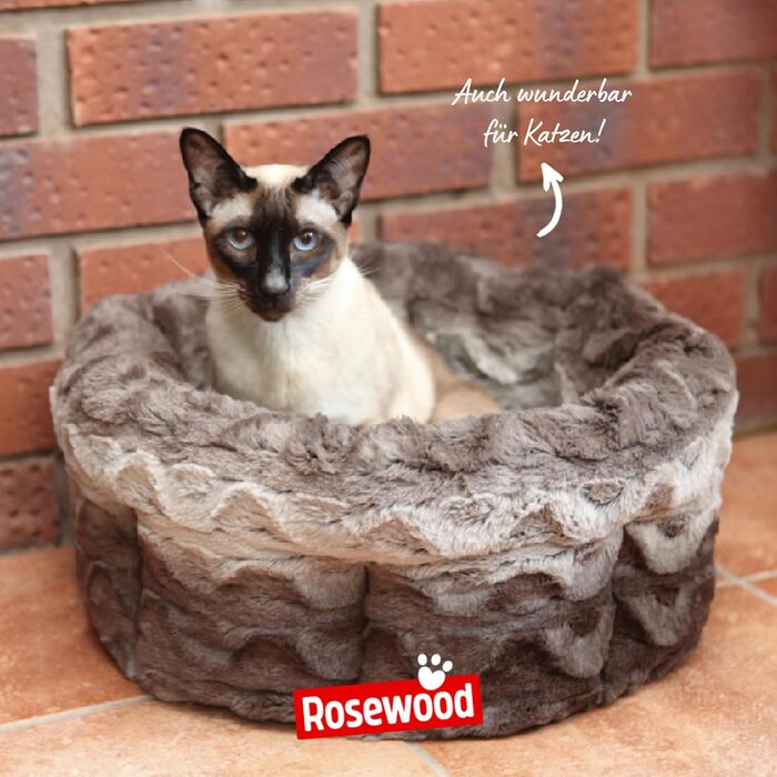 Крісло-гніздишко для собак Rosewood Kuschelbett, м'яке, сіре/кремове, 40x40x48 см