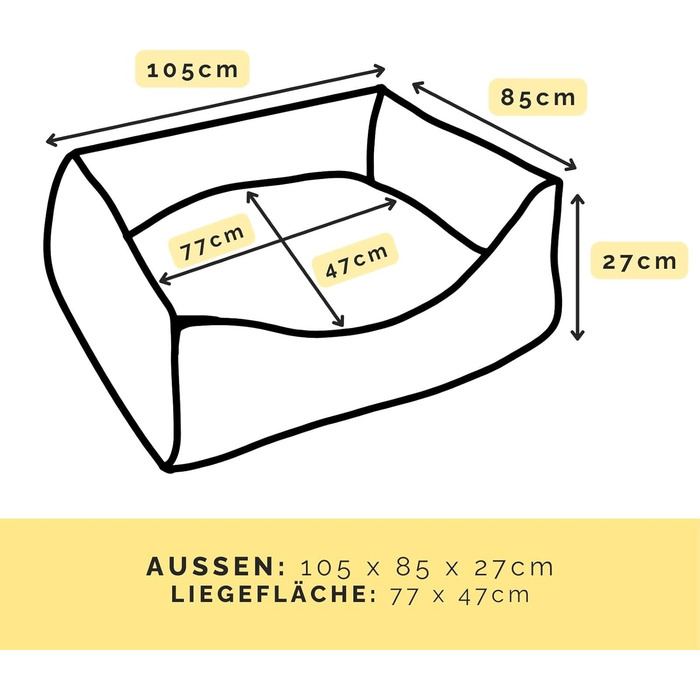 Ортопедичне ліжко для собак Антон | Ліжко-кошик для середніх та великих собак (Бежевий, 105x75 см)