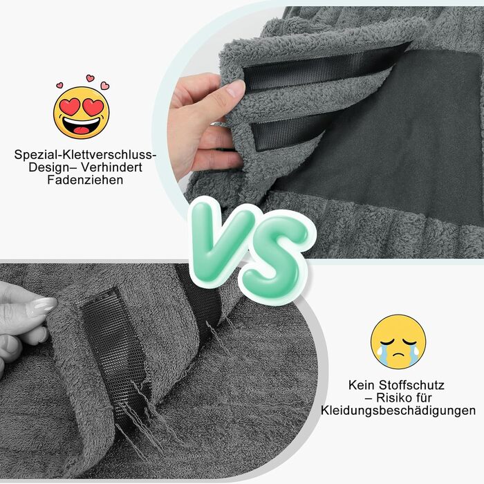 Рушник для собак з мікрофібри, швидковисихаючий, з клямками та регульованою гумкою, можна прати в машині, підходить для великих, середніх та маленьких собак, сірий (XL)