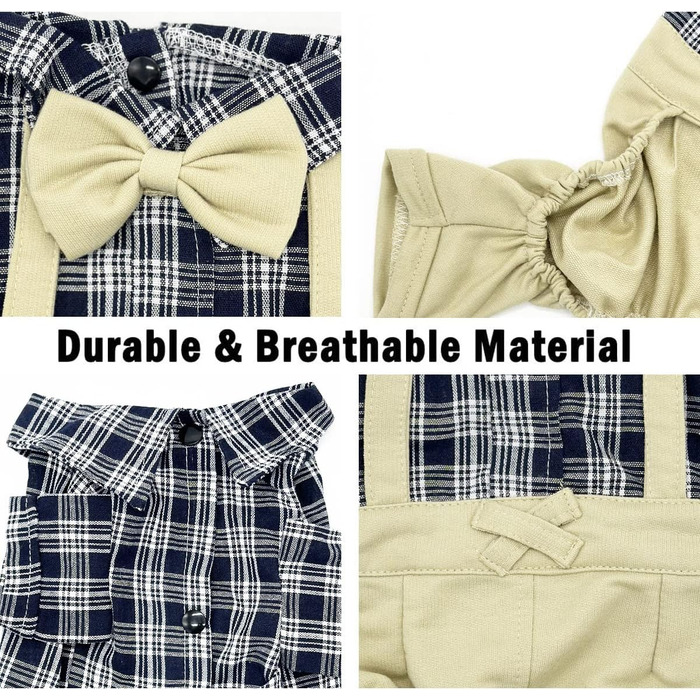 Сорочка для собак: класичний картатий комбінезон-одяг для собак, котів. Ідеально для свят, повсякденного носіння. Розмір X-Large, колір хакі.