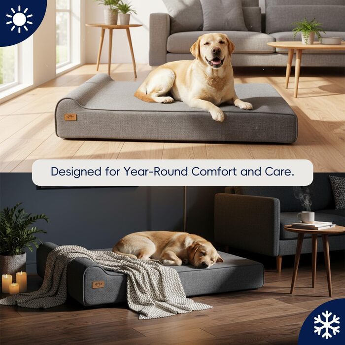 Ліжко для собак Sytopia XXL з Memory Foam, 127x86.4x25.4 см, для великих та літніх собак, ортопедичне, водонепроникне