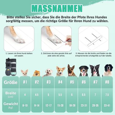 Чоботи для собак SlowTon - Водонепроникні зимові чоботи для собак, теплі снігоступи з неслизькою гумовою підошвою та світловідбиваючими смугами для собак маленьких та великих порід, розмір 5 (зелений)