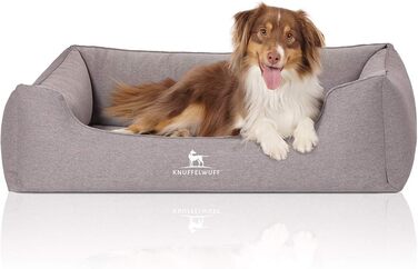 Ортопедичне велюрове ліжко для собак Knuffelwuff Leano XXL 120x85 см, знімний чохол, сіре, для великих, середніх та малих порід, миюче, преміум-якість