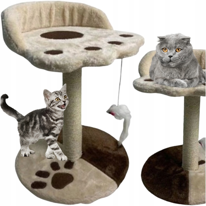 Високий кігтеточка-комплекс з лежаком та стовпчиком, котяча вежа Springos до 60 см