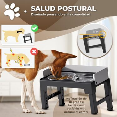 Підвищений годівниця для собак MASCOTOPIA, 6 рівнів, регульований та нахилений, миска для води, 1200 мл + складна ложка, годівниця з нержавіючої сталі, 800 мл, сірий