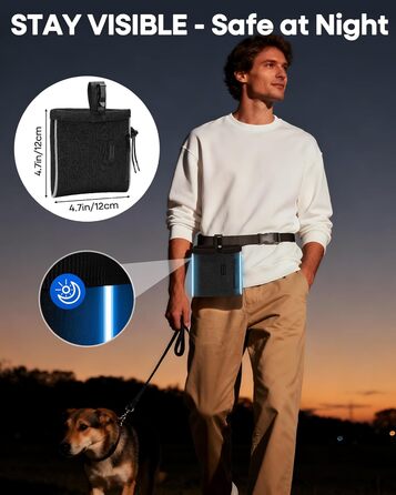 Сумка-лоток для ласощів для собак 2-в-1 (2 чашки) з харчовим силіконом | Сумка для ласощів з шнурком для дресирування та прогулянок | відбиваюче покриття