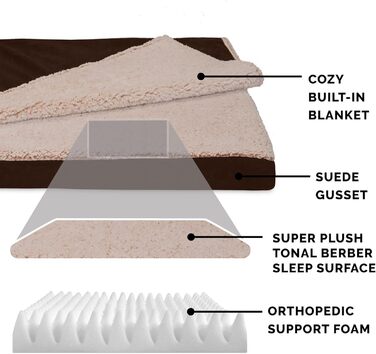 Лягу для собак Furhaven Large Orthopedic з ортопедичним матрацом, стиль дивану, знімний чохол, великий розмір (76 x 51 x 8 см), колір Еспресо