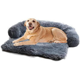 Крісло-ліжко для собак PETCUTE, м'яка подушка для собак, ковдра знімний чохол, нековзна підставка, миється, захист багажника, круглі кути - темно-сірий