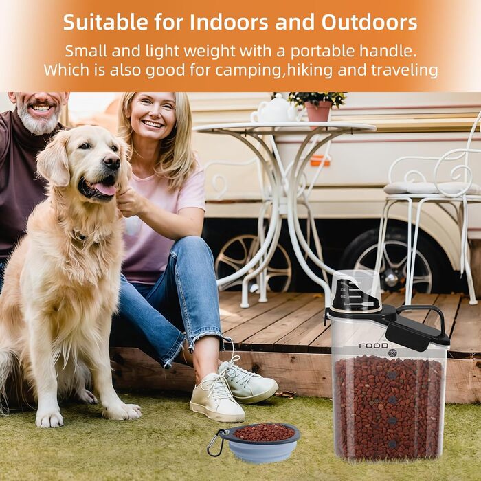 Контейнер для корму для собак, 3L/5L, BPA-free, з мірним стаканчиком та зручним ручним дозатором, зелений (Schwarzes Pet)