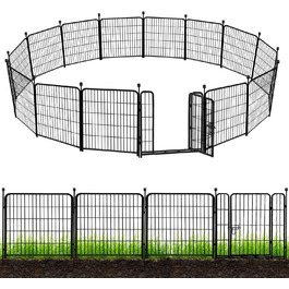 Захисний забір для саду ADAVIN з воротами, 61 см (В) × 3 м (Д), 4 панелі, чорний, міцний, металевий забір для тварин, вольєр для собак (внутрішній/зовнішній), кемпінговий забір, без копання, для обмеження саду