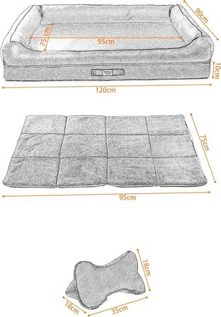 Лягушкове ліжко для собак Raikou з знімним подушкою, м'яке та миється – місце для сну, подушка для собак, собаче ліжко, килимок для собак – високоякісне ліжко для тварин для вашого вірного компаньйона. (80 * 60 * 7 см) (120*90*10 см, Блакитний)