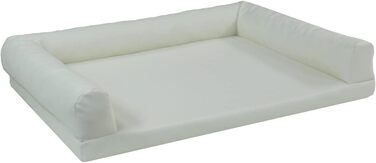 Ортопедичне ліжко для собак Juelle з штучної шкіри, софа з матрацом для великих собак, знімний чохол, придатне для прання в пральній машині, Lord L-XXL (100x75cm, брудний бежевий) (M - 100x75x20 cm, білий)