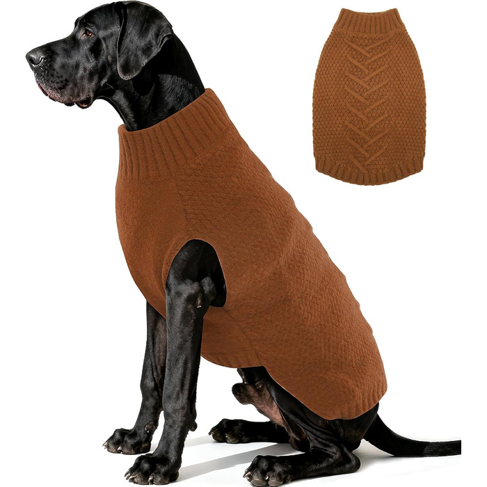 Теплий пуловер для собак великих порід (Лабрадор) з бавовни, карамельного кольору, 4XL XXXXL