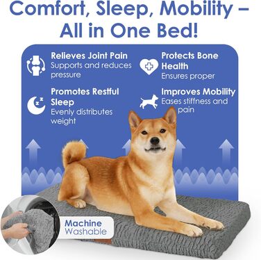 Ортопедичний килимок для собак American Kennel Club з Memory Foam, 91.4 x 58.4 см (Сірий)