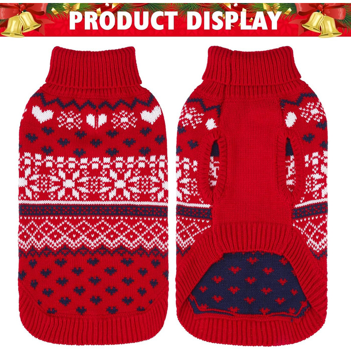 Пуловер для собак SCENEREAL: теплий, стильний, для будь-якої породи. Ідеальний для зими, свят та відпочинку. Червоний, без шапки, X-Small