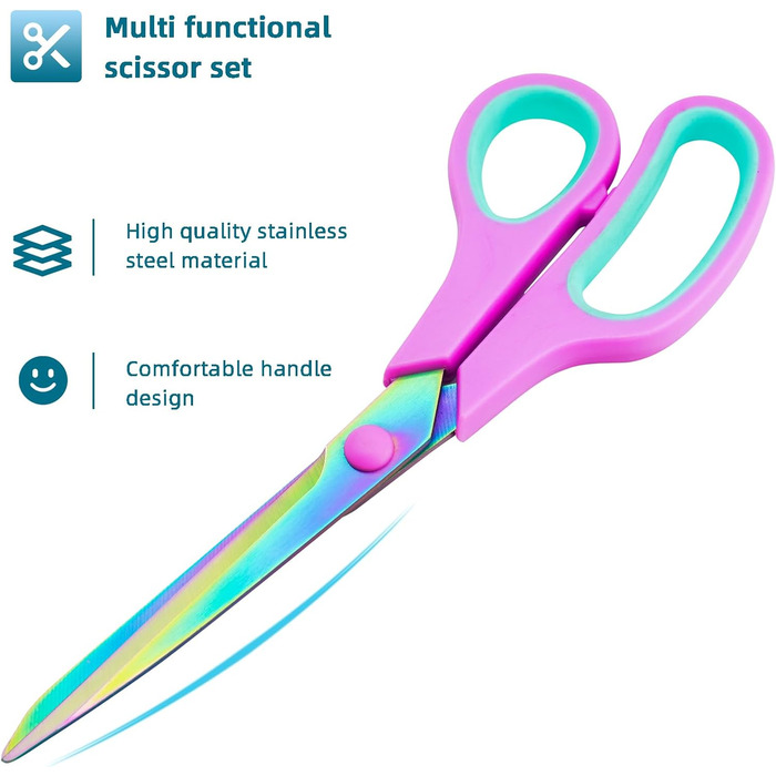 Набір ножиць CCR: 5 шт., нержавіюча сталь з титановим покриттям, зручна ручка, для дому, офісу та школи