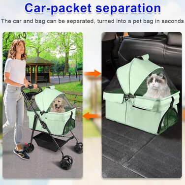 Дитяча коляска для собак середніх порід, 25 кг, 4 колеса, складна, для подорожей, сіра (50 x 65 x 99 см)