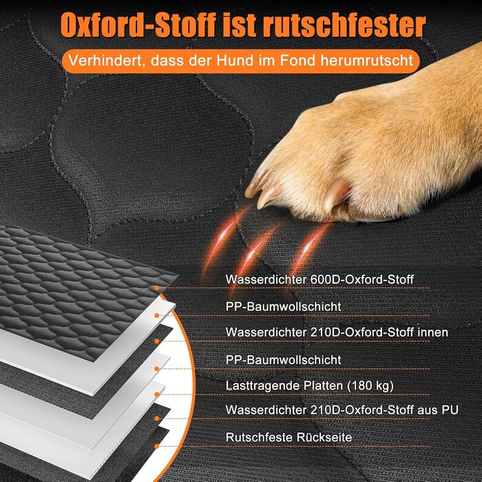 Кришка для автосидіння для собак JOEJOY, водонепроникна, стійка до подряпин, для заднього сидіння, з жорсткою основою