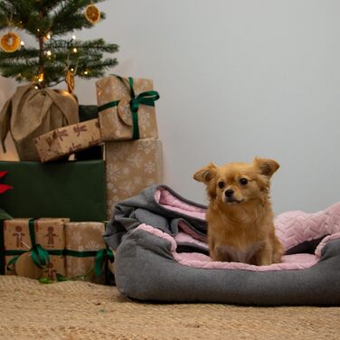 Кімнатне ліжко для собак Ancol – м'яка підстилка з бортиками, 60 x 50 см, рожевий колір