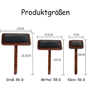 Професійна щітка для собак та котів 2 шт. + гребінець від бліх, дерев'яна, для довгої та короткої шерсті, видаляє ковтуни, для здоров'я шкіри, ергономічна (середня + дрібна зубці)