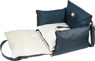 Еліанн | Дизайнерський автокрісло для собак | Навігатор, синій | Міцне | Дизайнерський бренд | Для собак маленьких та середніх порід | Підвищене автокрісло для собак