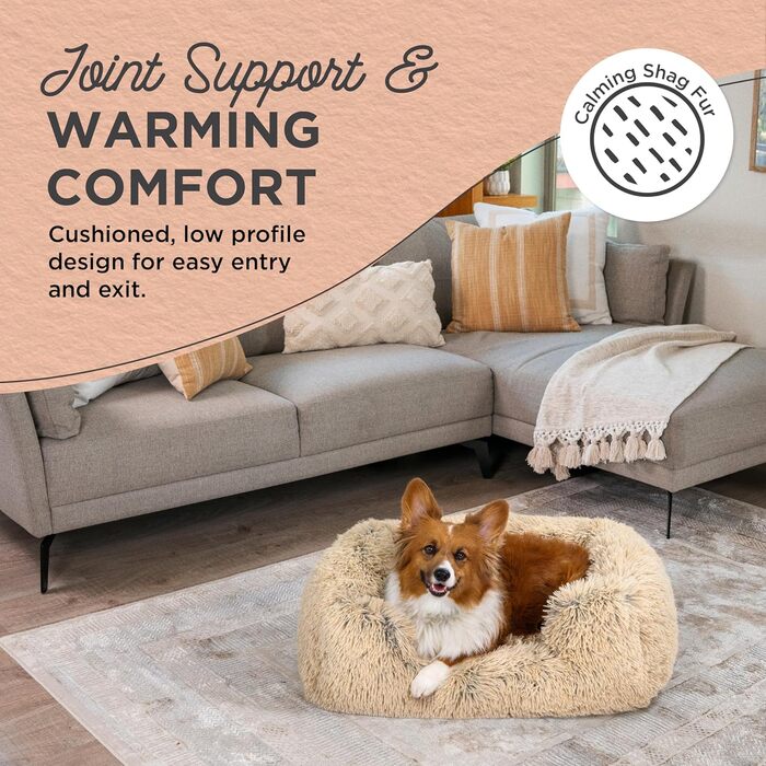 Лежак для собак Best Friends by Sheri Shag Lounge, заспокійливий, штучне хутро, розмір M, 76×51 см, бежевий (Taupe)