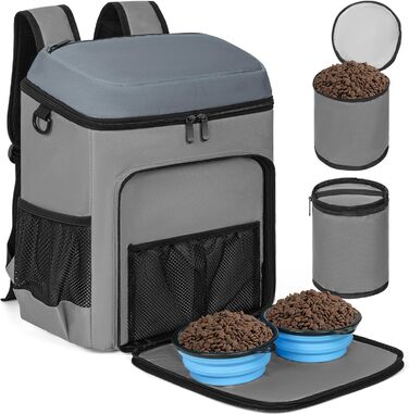 ANILD Рюкзак для собак, сумка для подорожей з TSA, 2 миски, органайзер для собак, для походів, кемпінгу