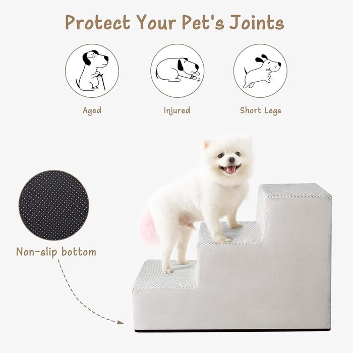 Сходинка для собак та котів, 3-ступенева широка неслизька сходинка для дивану, софи та стільця, 40 см, сірого кольору