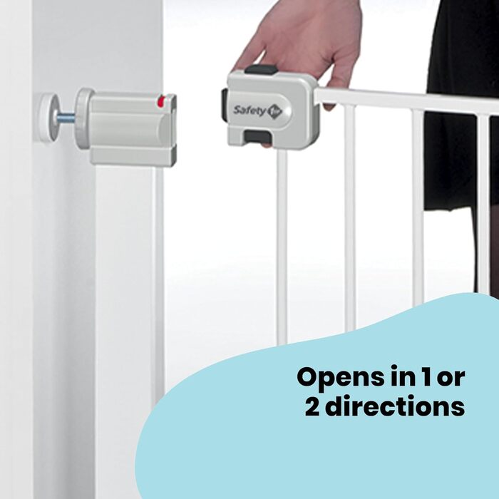 Ворота захисні Safety 1st Auto Close, Treppenschutzgitter без свердління, 73–80 см (розширюється до 136 см), автоматичне закривання, відкривання однією рукою, двостороння фіксація, білий (SecureTech)