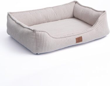 Ортопедичне собаче ліжко з корду, миється, з водонепроникним внутрішнім чохлом, для великих та середніх собак, бежеве (L)