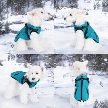Водонепроникний зимовий одяг для собак з інтегрованим шлейкою, теплий, для маленьких, середніх та великих собак, колір зелений