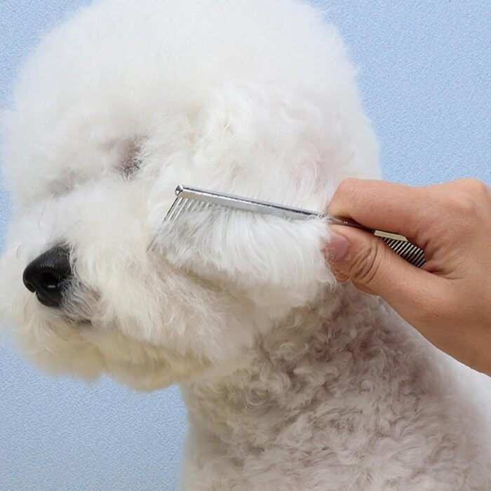 Гребінець для собак та щітка для котів - інструмент для догляду за шерстю, видалення ковтунів, для цуценят, довгошерстих порід, щоденний догляд, після купання, сріблястого кольору