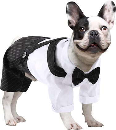 Смугастий костюм для собак ASENKU: смокінг з метеликом, формальний набір для свят, дня народження, чорний, XL-XXL