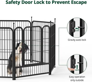 PawGiant Забіг для собак, огорожа, клітка - 8 панелей, 71.1 x 81.3 см. Металевий забіг для собак, котів, цуценят. Підходить для дому, кемпінгу, відпочинку на природі.